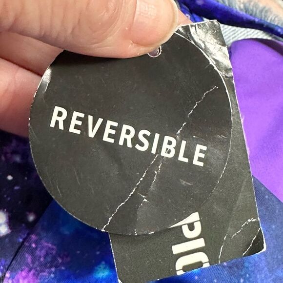 HOT TOPIC Galaxy Purple Lattice Reversible Swim Swimsuit Bikini Large NWT - Picture 12 of 13